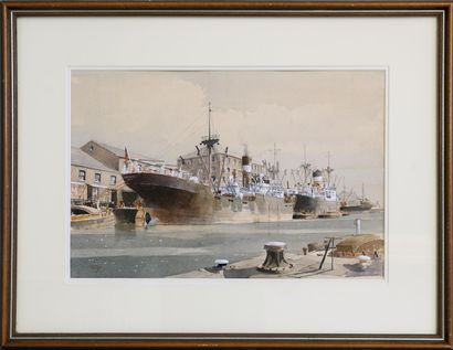 null Colin VERITY (1924 - 2011), Royal Society of Marine Artists
Paquebots à quai
Aquarelle...