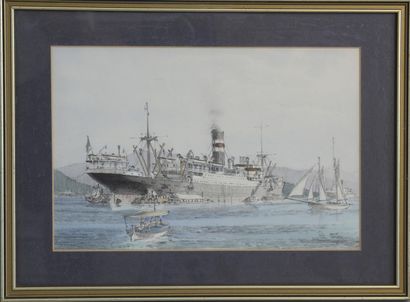 null Colin VERITY (1924 - 2011), Royal Society of Marine Artists
Paquebot
Aquarelle,...