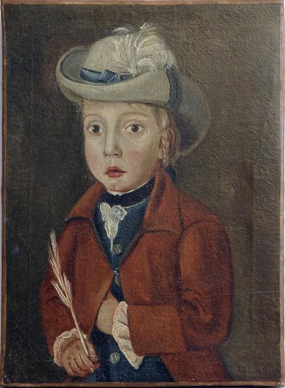 null École française de la fin du XVIIIème siècle
Portrait d'enfant à la plume et...