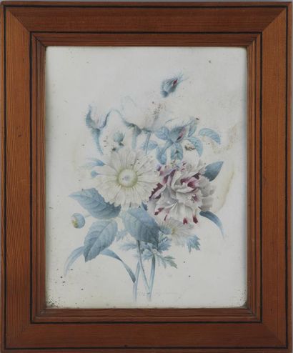 null École française du début du XIXème siècle
Bouquet fleuri
Aquarelle sur papier,...