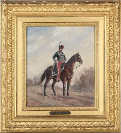 null M de FONREMI, XIXème - XXème siècle
Hussards à cheval
Paire d'huiles sur panneau,...