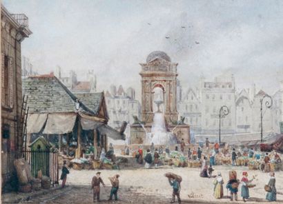 François Etienne VILLERET (1800-1866) La Fontaine de Innocents à Paris
Aquarelle...