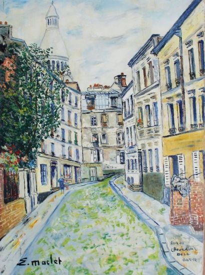 Elisée MACLET (1881-1962) Rue du Chevalier de la Barre, Montmartre
Huile sur toile,...