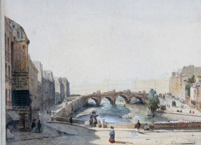 François Etienne VILLERET (1800-1866) Le Pont Neuf à Paris
Aquarelle sur papier,...