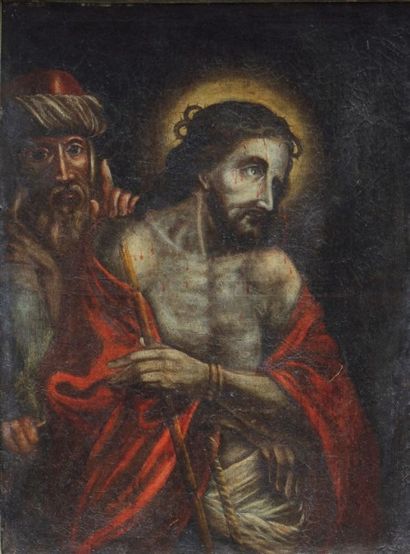 École ESPAGNOLE du XVIIe siècle Scène de la Passion du Christ
Huile sur toile. Rentoilée,...