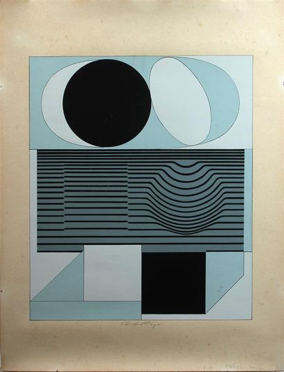 null Victor VASARELY (1906-1997)
Composition ONDO
Lithographie couleurs, signée en...