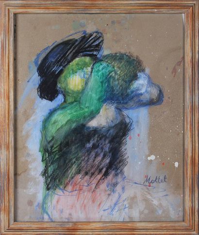 null YVONNE MOTTET (1906-1968)
Femme à la gourde
Huile et fusain sur carton, signé...