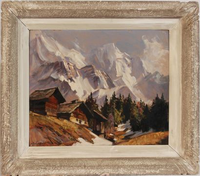 null MARCEL WIBAULT (1905-1998)
Chalets dans un paysage de montagne enneigé
Huile...