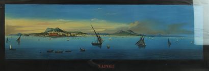 null ÉCOLE NAPOLITAINE
Vue de Naples et du Vésuve
Gouache
Haut. 30 cm - Larg. 90...
