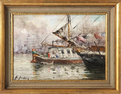 null HENRI ARDEN (1858-1917)
Les bateaux
Huile sur panneau, signée en bas à gauche
Haut....