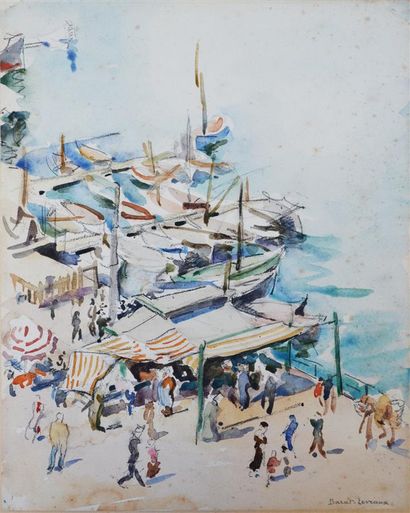 null GEORGES BARAT-LEVRAUX (1878-1964)
Le port de Marseille
Aquarelle, signée en...