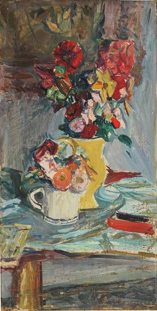 null ÉMILE SABOURAUD (1900-1996)
Vases fleuris
Huile sur toile, signée en bas à droite...