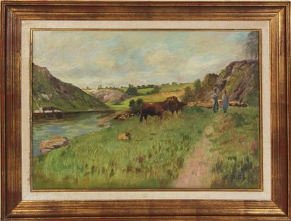 null LEON DETROY (1857-1955)
Paysage de la Creuse
Huile sur toile, signée en bas...