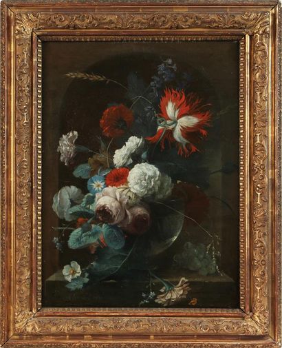 null A. CHAPELIN, XXème siècle
Bouquet de fleurs sur un entablement
Huile sur toile...