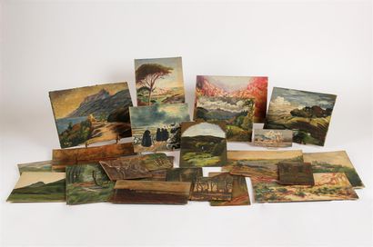 null Charles QUEILLE (XIX-XXème siècle)
Paysages
Vingt-cinq huiles, la plupart signées.
De...