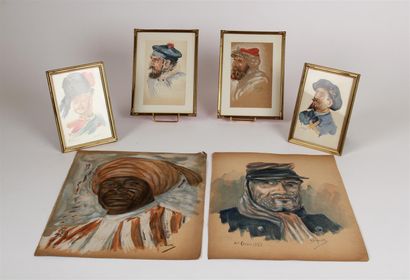 null Charles QUEILLE (XIX-XXème siècle)
Soldats
Six aquarelles, signées
De 13 x 9...