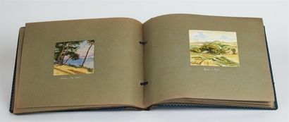 null Charles QUEILLE (XIX-XXème siècle)
Fleurs (myosotis), paysages (Domrémy), menu,...