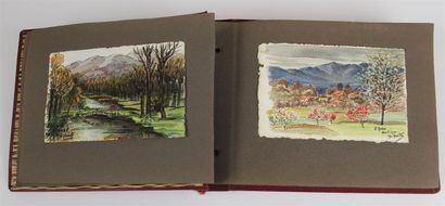 null Charles QUEILLE (XIX-XXème siècle)
Paysages, portraits, élégantes 1900, fleurs
Album...
