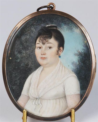 null ÉCOLE ÉTRANGÈRE DE DÉBUT DU XIXe SIÈCLE
Portrait de jeune fille à la robe blanche
Miniature...