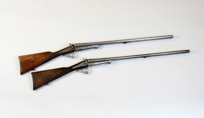 null Lot : FUSIL DE CHASSE à percussion, canons juxtaposés calibre 20 basculants,...