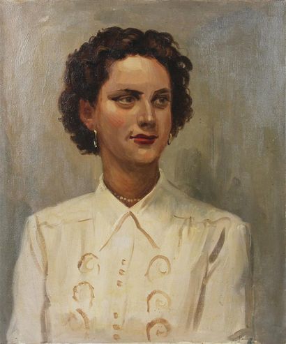 null ALBERT DECARIS (1901-1988)
Portrait de femme au chemisier blanc
Huile sur toile,...