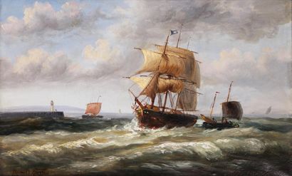 null JEAN-BAPTISTE HENRI DURAND-BRAGER (1814-1879)
Trois-mâts et voiliers près d'un...