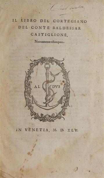 null [CASTIGLIONE (Baldessar)]. Il Libro del Cortegiano del Conte Baldessar Castiglione....