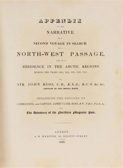 null [VOYAGES]. ROSS (John). Appendix to the Narrative of a Second Voyage in Search...