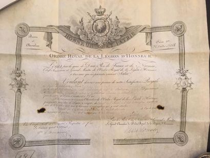 null Diplôme de chevalier, en date du 1er septembre 1824, pour un Directeur des Contributions...