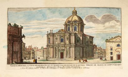 null Paire de GRAVURES en couleurs représentant des églises romaines: Chiesa del...