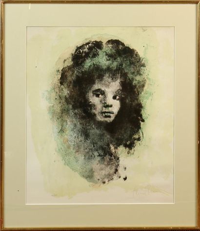null LEONOR FINI (1907-1996)
Visage de jeune fille de profil
Lithographie couleurs...