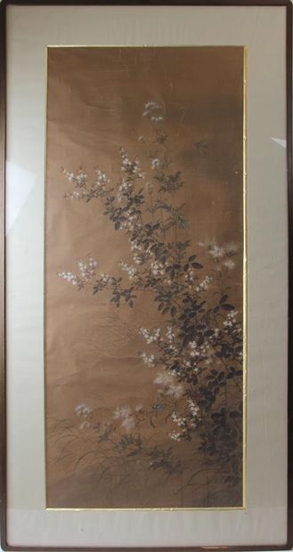 null Deux peintures japonaises XVIIIème et XIXème siècle
Branchages fleuris et insectes...