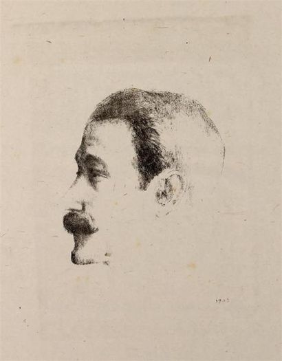 null ODILON REDON (1840-1916)
Portrait de Ricardo Vines
Lithographie sur chine volant,...