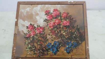 null MARCEL WIBAULT (1905-1998)
Fleurs de montagne
Huile sur isorel, signée en bas...