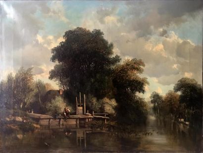 null CAMILLE FLERS (1802-1868)
Barques de pêcheurs et Pêcheur en bord de rivière
Deux...