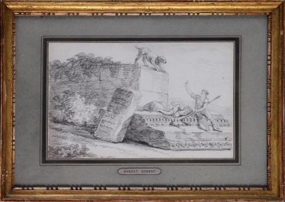 null HUBERT ROBERT (1733-1808)
Personnages dans des ruines
Deux dessins à la pierre...