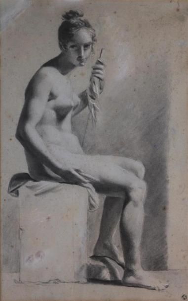 null ATELIER DE PIERRE PAUL PRUD'HON (1758-1823)
Femme nue assise vue de profil tenant...
