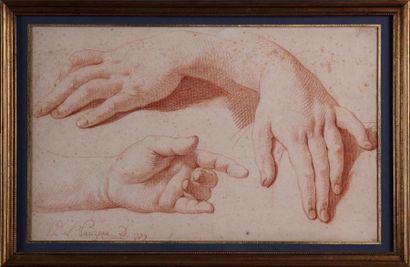 null PHILIPPE LOUIS PARIZEAU (1740-1801)
Trois études de mains
Sanguine, signée et...