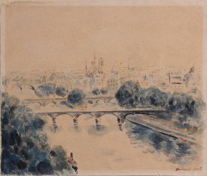 null GABRIEL SPAT (1890-1967)
Paris, la Seine
Aquarelle, signée en bas à droite
Haut....