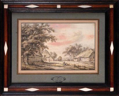 null CORNELIS BUYS (1745-1826)
Route de village
Plume et encre brune, aquarelle,...