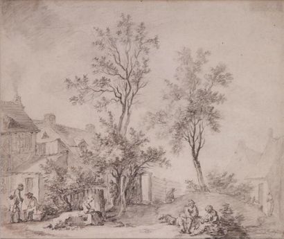 null CHARLES ESCHARD (1748-1810)
Scène de village
Crayon noir et lavis gris
Haut....