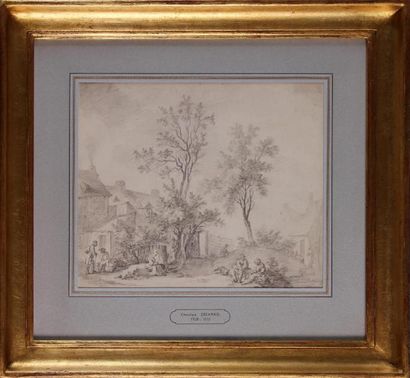 CHARLES ESCHARD (1748-1810)
Scène de village
Crayon...