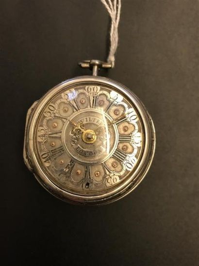 null MONTRE OIGNON anglaise à deux boîtes en argent, signée Wilter London 3040 sur...