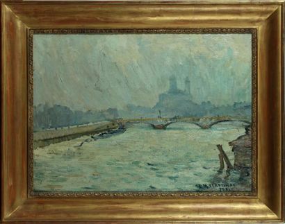 null LOUIS MATHIEU VERDILHAN (1875-1928)
La Seine à Paris
Huile sur toile, signée...