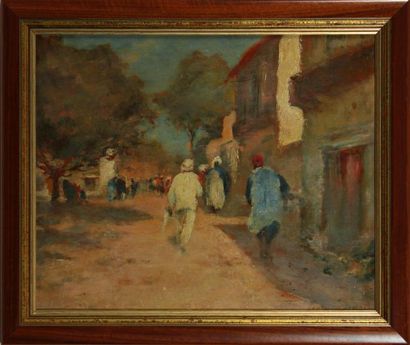 null ALEXANDRE-GASTON GUIGNARD (1848-1922)
Rue animée au Maghreb
Huile sur panneau,...