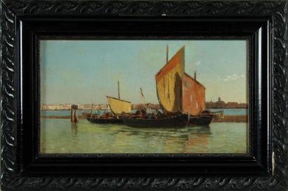 null PIETRO GALTER (1840-1901)
Pêcheurs sur le la lagune à Venise
Huile sur toile,...