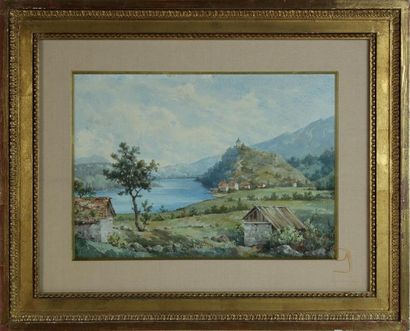 null ÉCOLE FRANÇAISE DU XIXe SIÈCLE
Paysage de montagne
Paysage lacustre
Deux aquarelles
Haut....