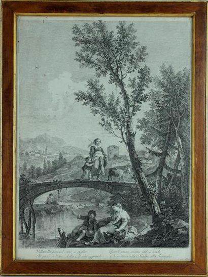 null D'APRÈS ZUCCARELLI PAR WAGNER
Scènes pastorales
Quatre estampes en noir,
XVIIIe...