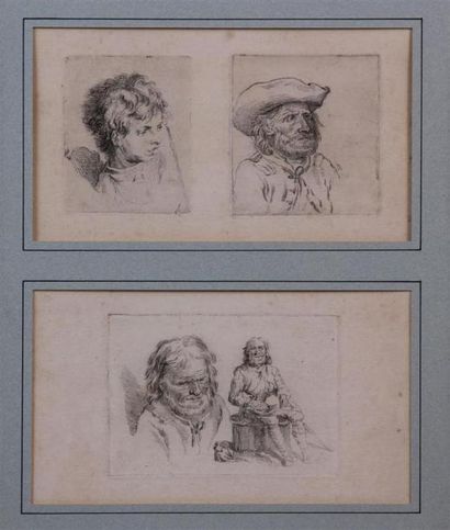 null JACQUES PHILIPPE LE BAS (1707-1783)
Scènes champêtres
Etudes de tête
Personnages...