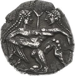 null THRACE : Thasos
Statère (550-463 av. J.-C.). 9,38 g. 
Satyre nu, ithyphallique,...
